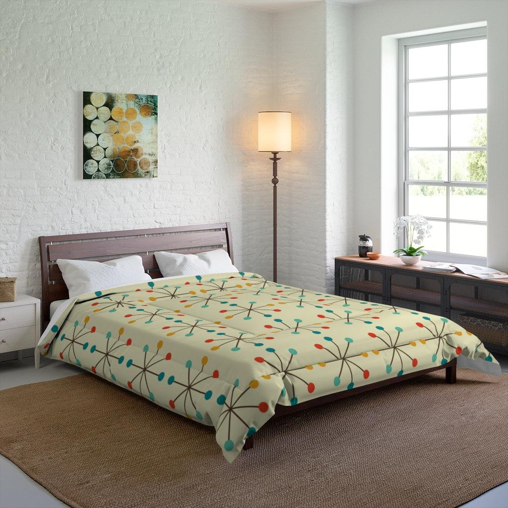 Retro 1950's Atomic Burst Mid Century Modern Comforter | lovevisionkarma.com