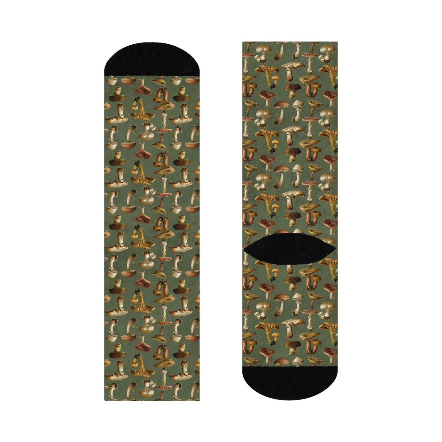 Vintage Mushroom Cottagecore Green Cushioned Unisex Crew Socks | lovevisionkarma.com