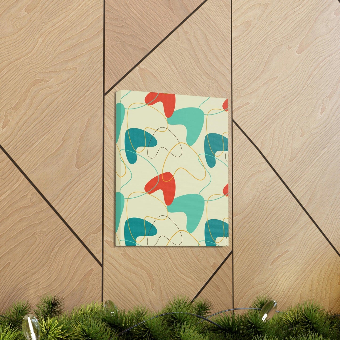 Retro 50s Atomic Boomerang Mid Century Mod, Canvas Gallery Wrap Wall Art | lovevisionkarma.com