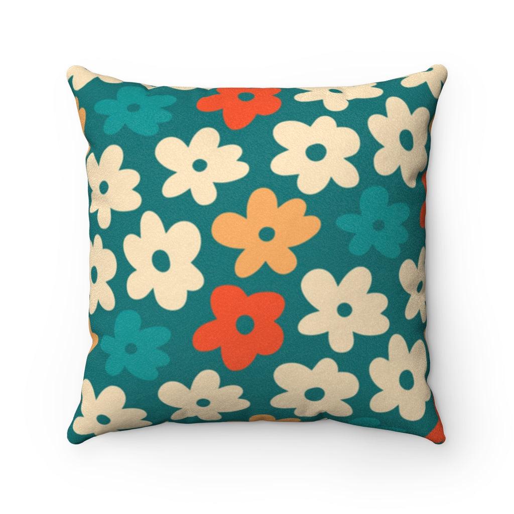 Retro Boho Flowers MCM Multicolor Pillow | lovevisionkarma.com