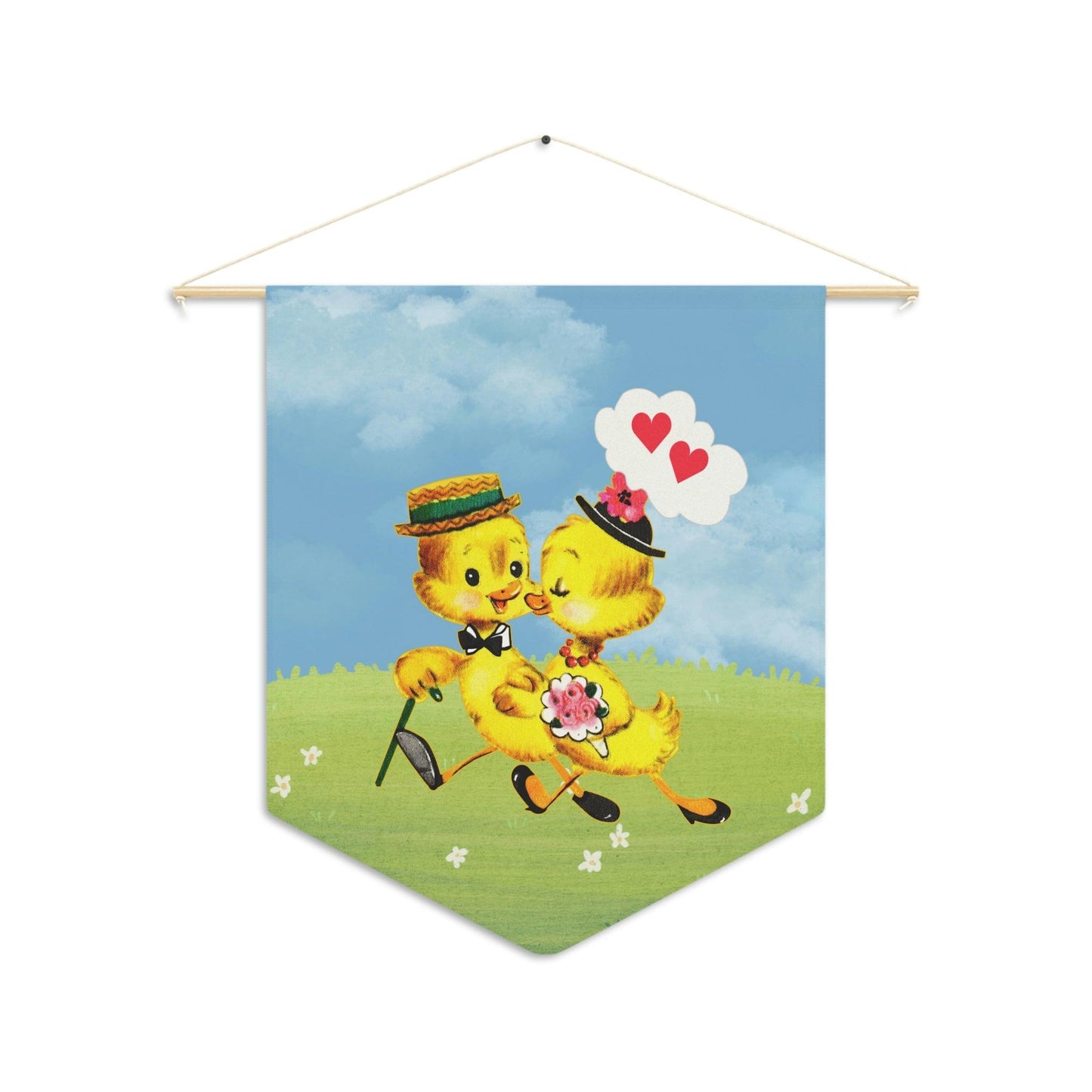 Vintage Easter Chicks Mid Century Mod Wall Pennant | lovevisionkarma.com