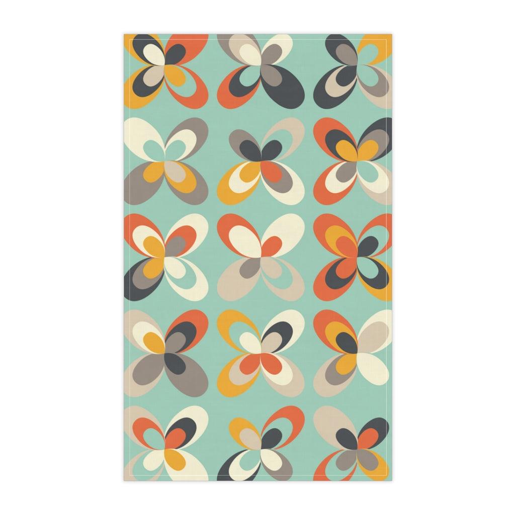 Retro Scandinavian Leaves & Flowers Danish MCM Tea Towel | lovevisionkarma.com