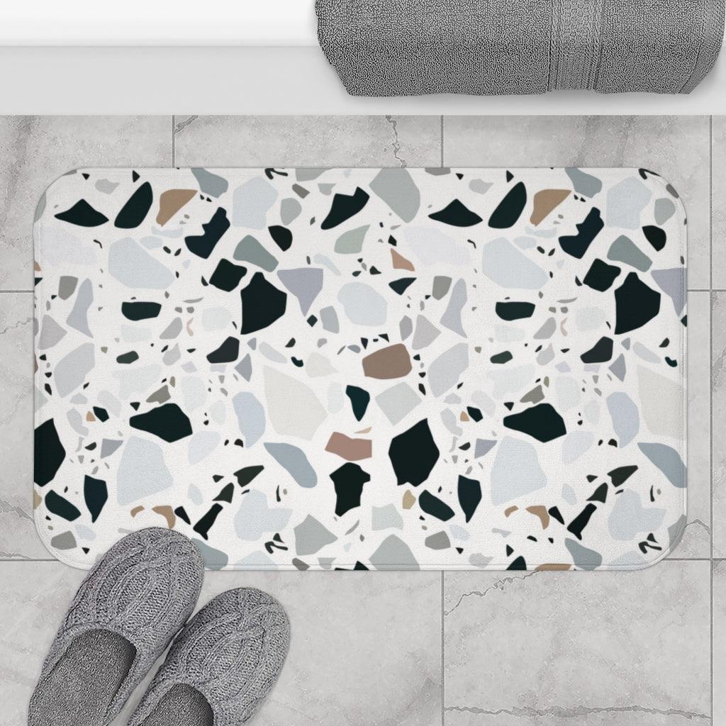 Terrazzo Print Modern Minimalist Bath Mat | lovevisionkarma.com