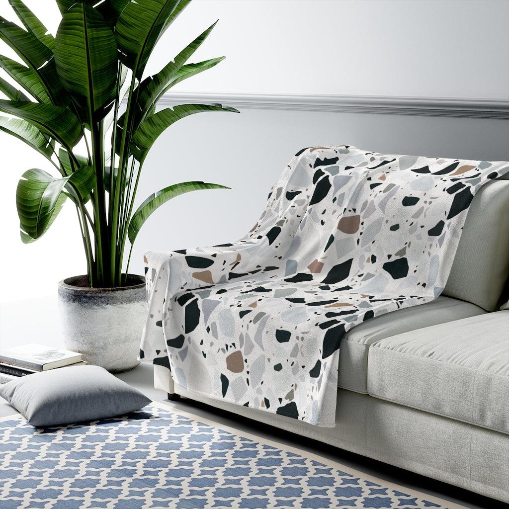 Terrazzo Print Modern Minimalist Velveteen Lightweight Blanket | lovevisionkarma.com
