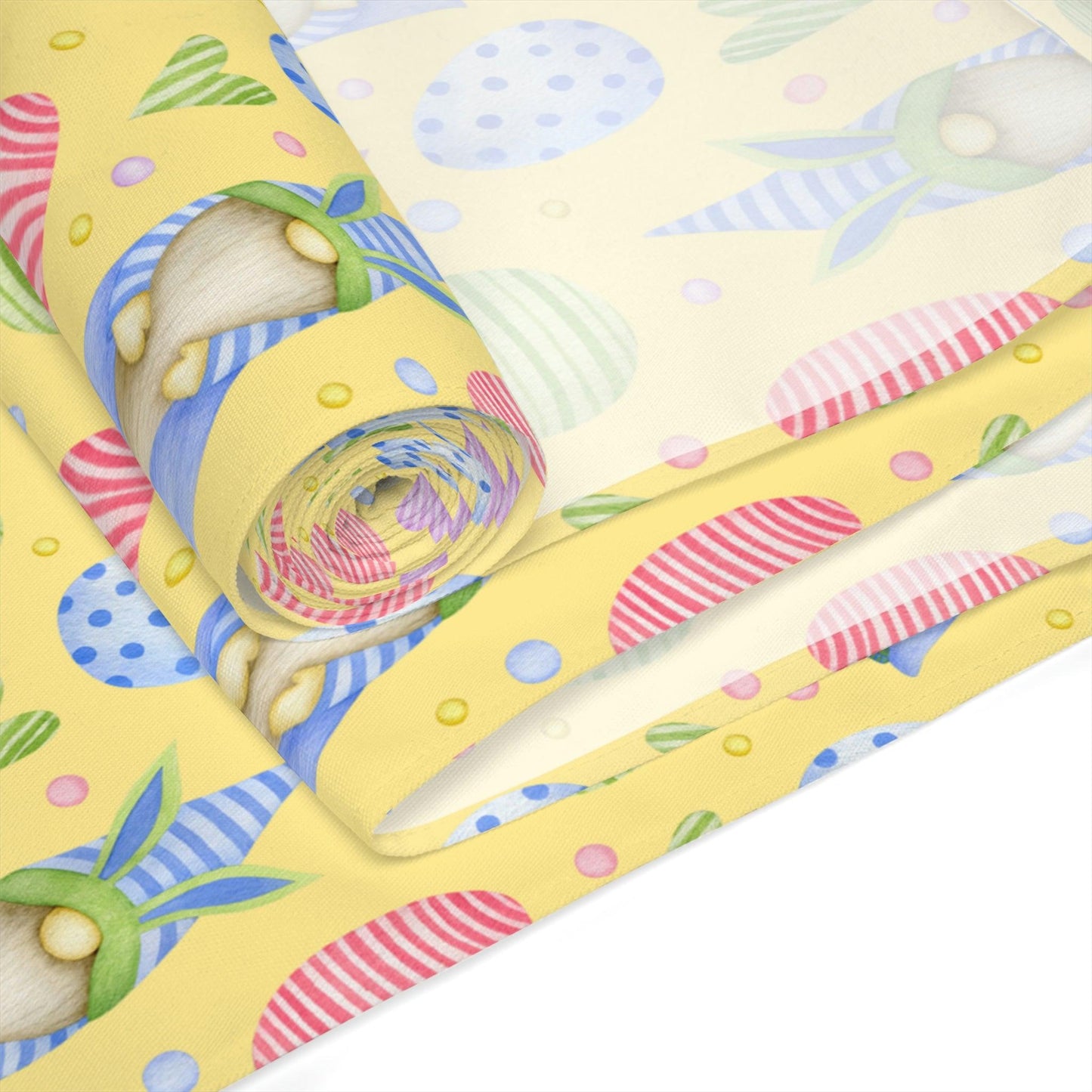 Easter Gnomes Wearing Bunny Hats Spring Colors Table Runner | lovevisionkarma.com