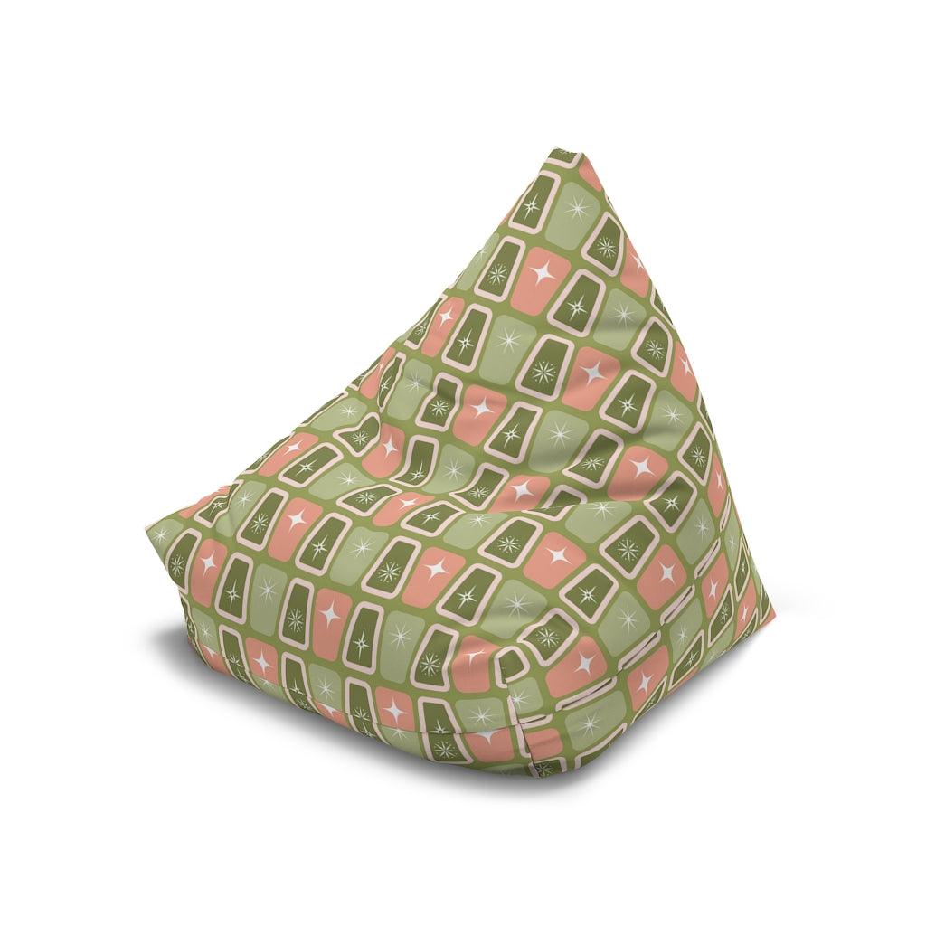 Mid Century Atomic Age Burst, Green & Pink Bean Bag Chair COVER | lovevisionkarma.com