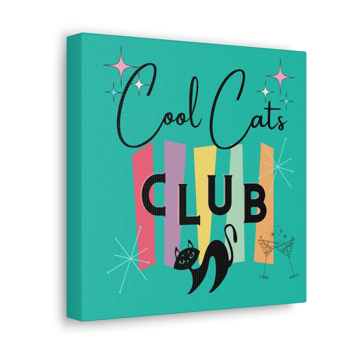 Retro MCM Atomic Cool Cat Starburst Colorful Canvas Gallery Wrap | lovevisionkarma.com