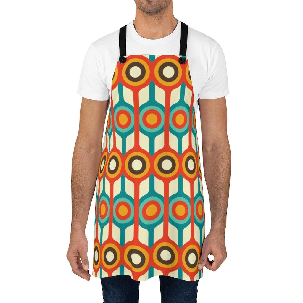 Retro Mid Century Circles & Lines Multicolor Apron | lovevisionkarma.com