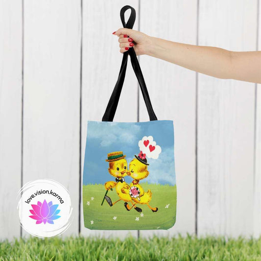 Vintage Kitsch Easter Chicks MCM Multicolor Tote Bag | lovevisionkarma.com