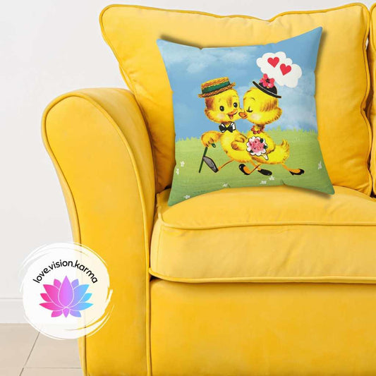 Retro Easter Vintage Chicks Kitschy Cute Throw Pillow | lovevisionkarma.com