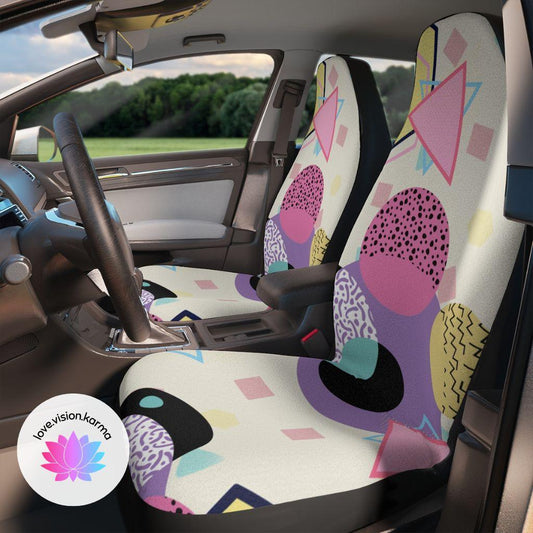 Retro 90's Aesthetic Throwback Car Seat Covers | lovevisionkarma.com