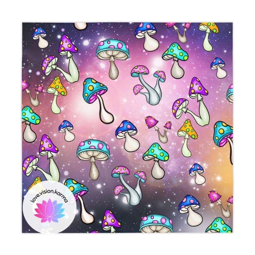 Groovy Cosmic Mushroomcore Colorful Hippie Tablecloth | lovevisionkarma.com