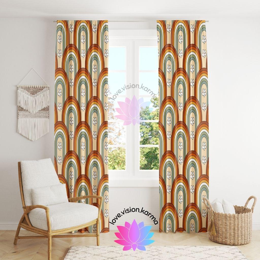 Retro Boho Rainbow MCM Multicolor Curtain Panel | lovevisionkarma.com