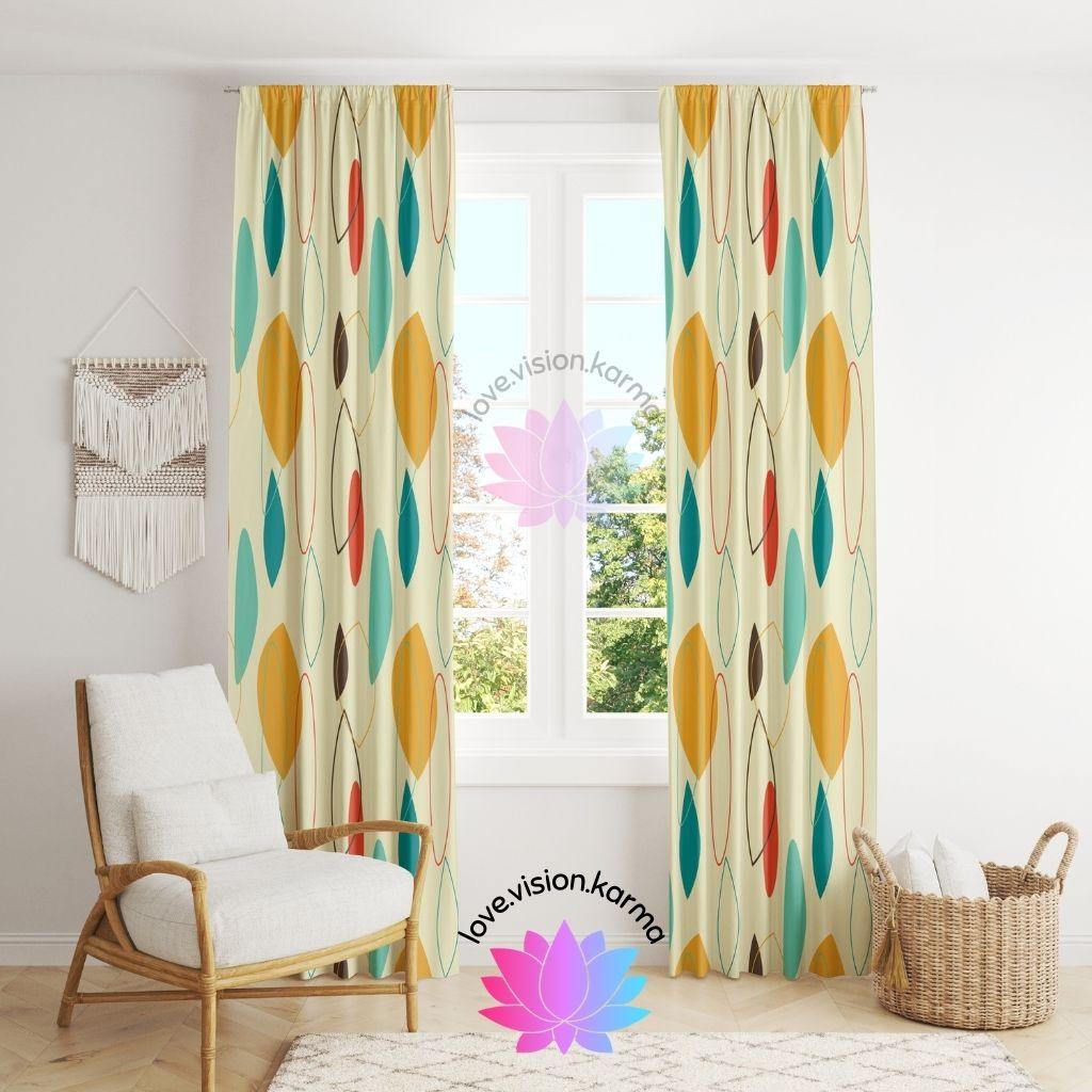 Retro Mid Century Modern Abstract Multicolor Curtain Panels | lovevisionkarma.com