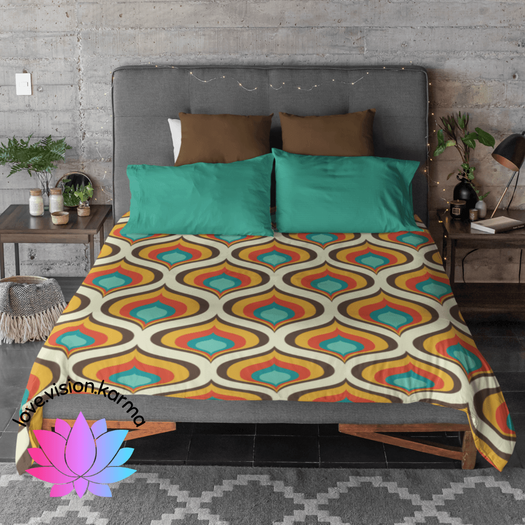 Retro 60s Mid Century Onion Orange & Blue Duvet Cover | lovevisionkarma.com
