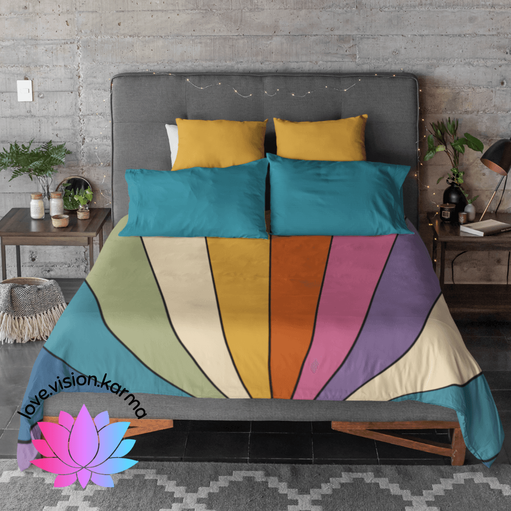 Retro Rainbow Burst Mid Century Modern Duvet Cover | lovevisionkarma.com