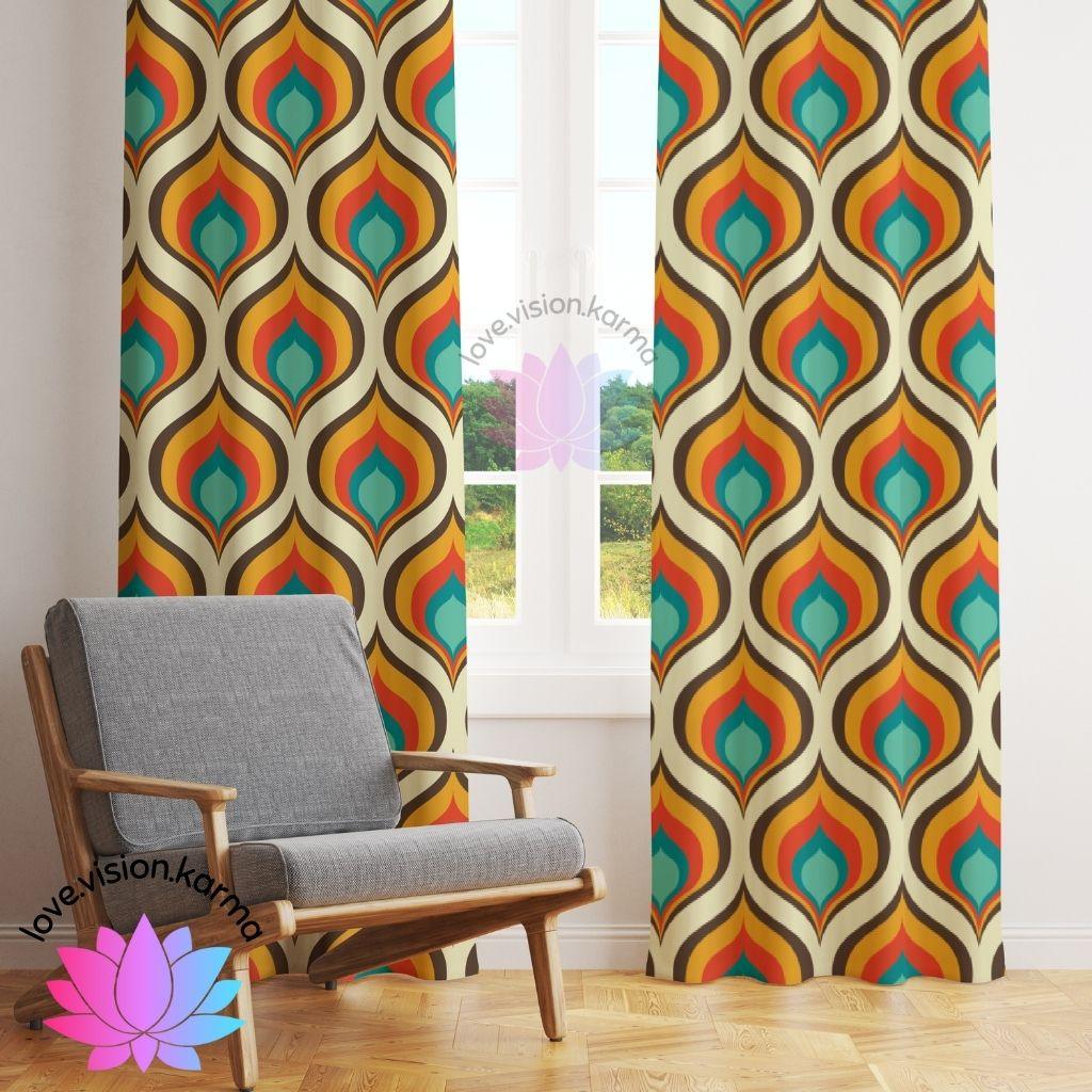 Retro Mid Century Ogee Onion Multicolor Curtain Panels | lovevisionkarma.com
