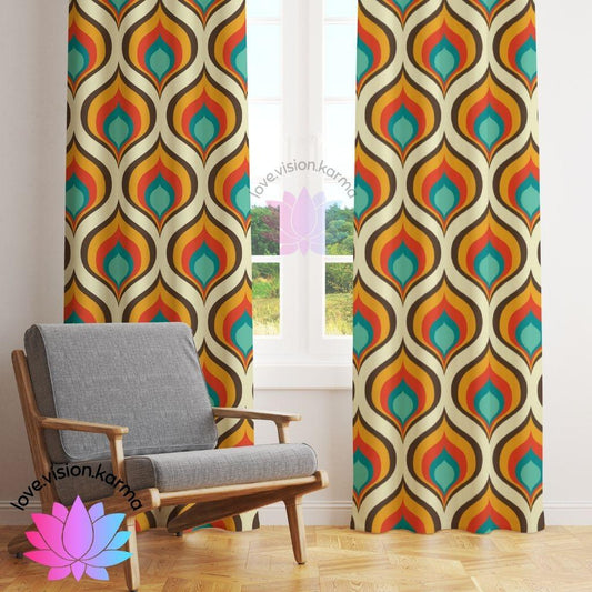 Retro Mid Century Ogee Onion Multicolor Curtain Panels | lovevisionkarma.com