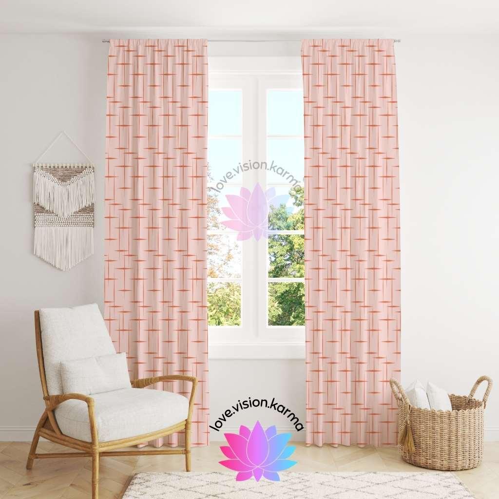 Retro 50s Mid Century Mod Lines Light Pink Curtain Panel | lovevisionkarma.com