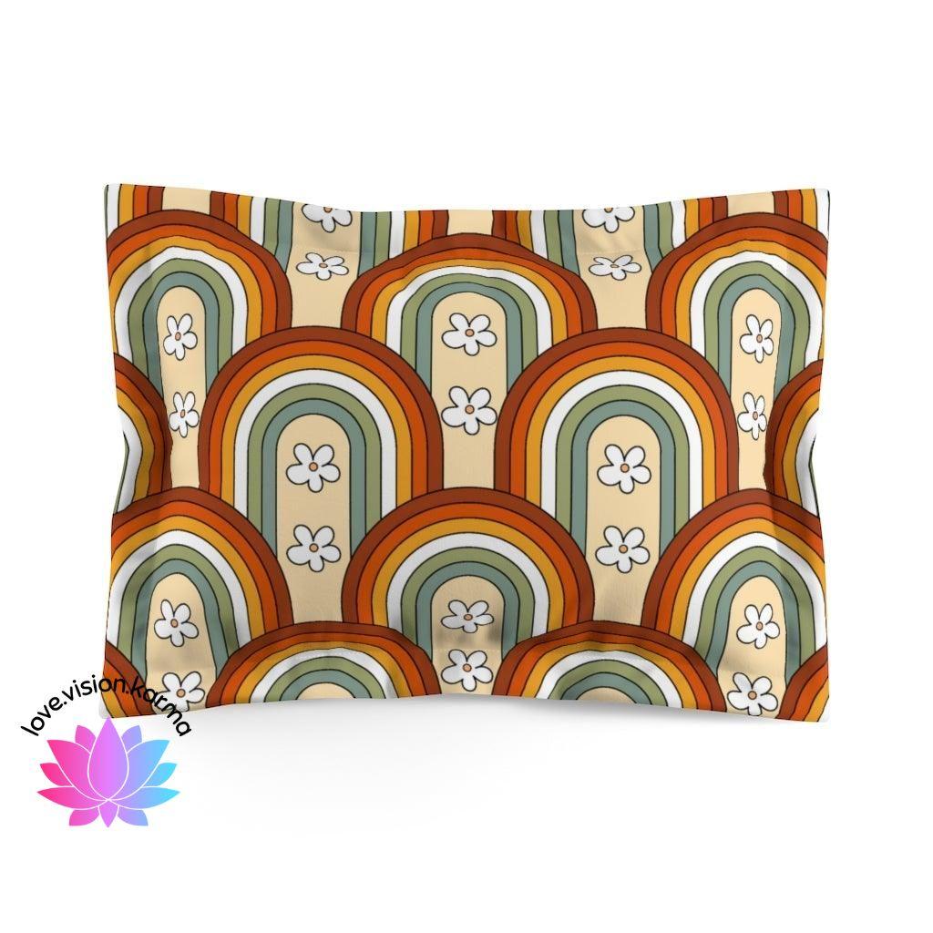 Boho Rainbows and Flowers Retro Multicolor Pillow Sham | lovevisionkarma.com