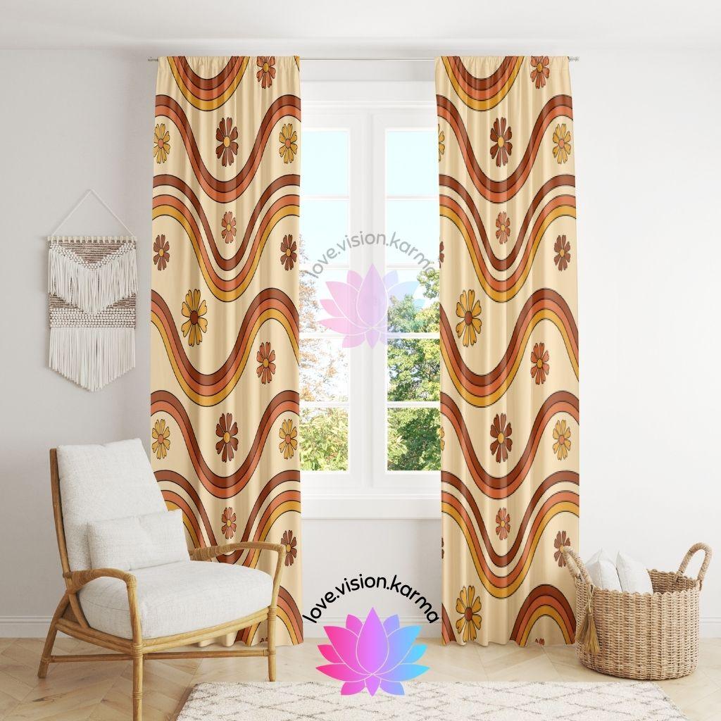 Boho Flowers and Rainbows Multicolor Curtains | lovevisionkarma.com