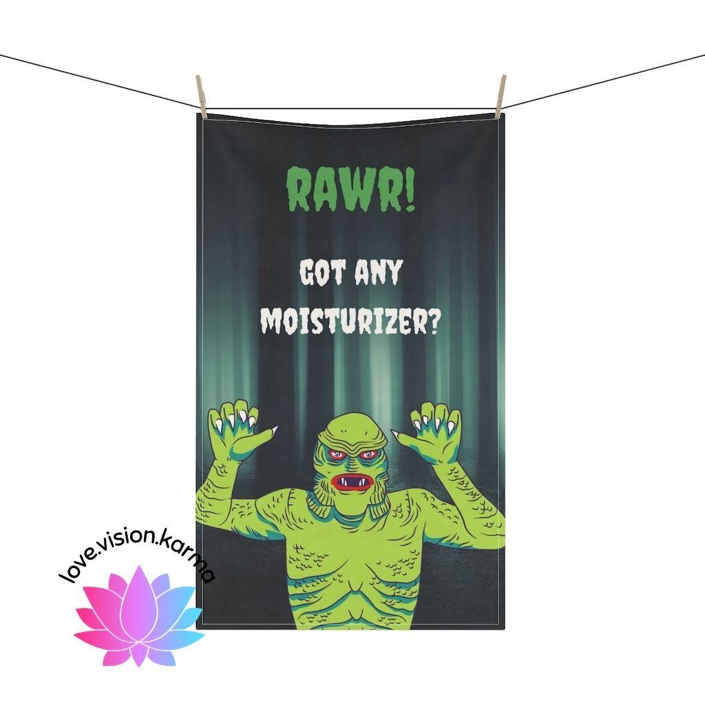 Retro Creature from the Black Lagoon, Funny Monster Halloween MCM Kitchen Tea Towel | lovevisionkarma.com