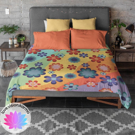 Groovy Boho Flowers Colorful Hippie MCM Duvet Cover | lovevisionkarma.com