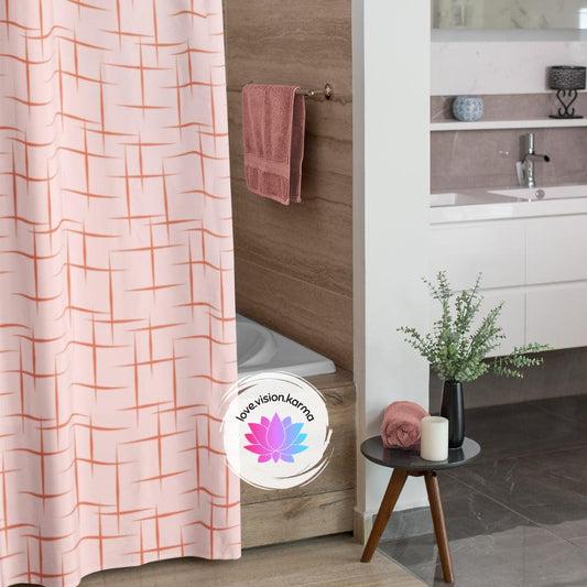 Retro Mid Century Modern 1950s Pink Shower Curtain | lovevisionkarma.com