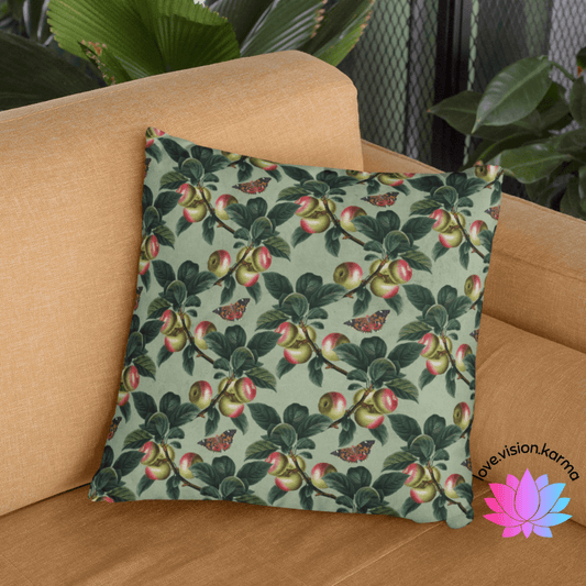 Cottagecore Botanical Apples & Butterflies Multicolor Woodland Pillow | lovevisionkarma.com
