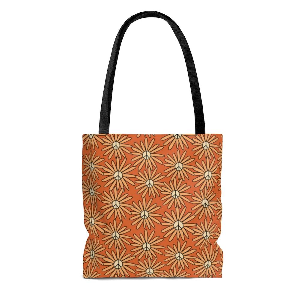 Boho Hippie Peace Flowers MCM Tote Bag | lovevisionkarma.com