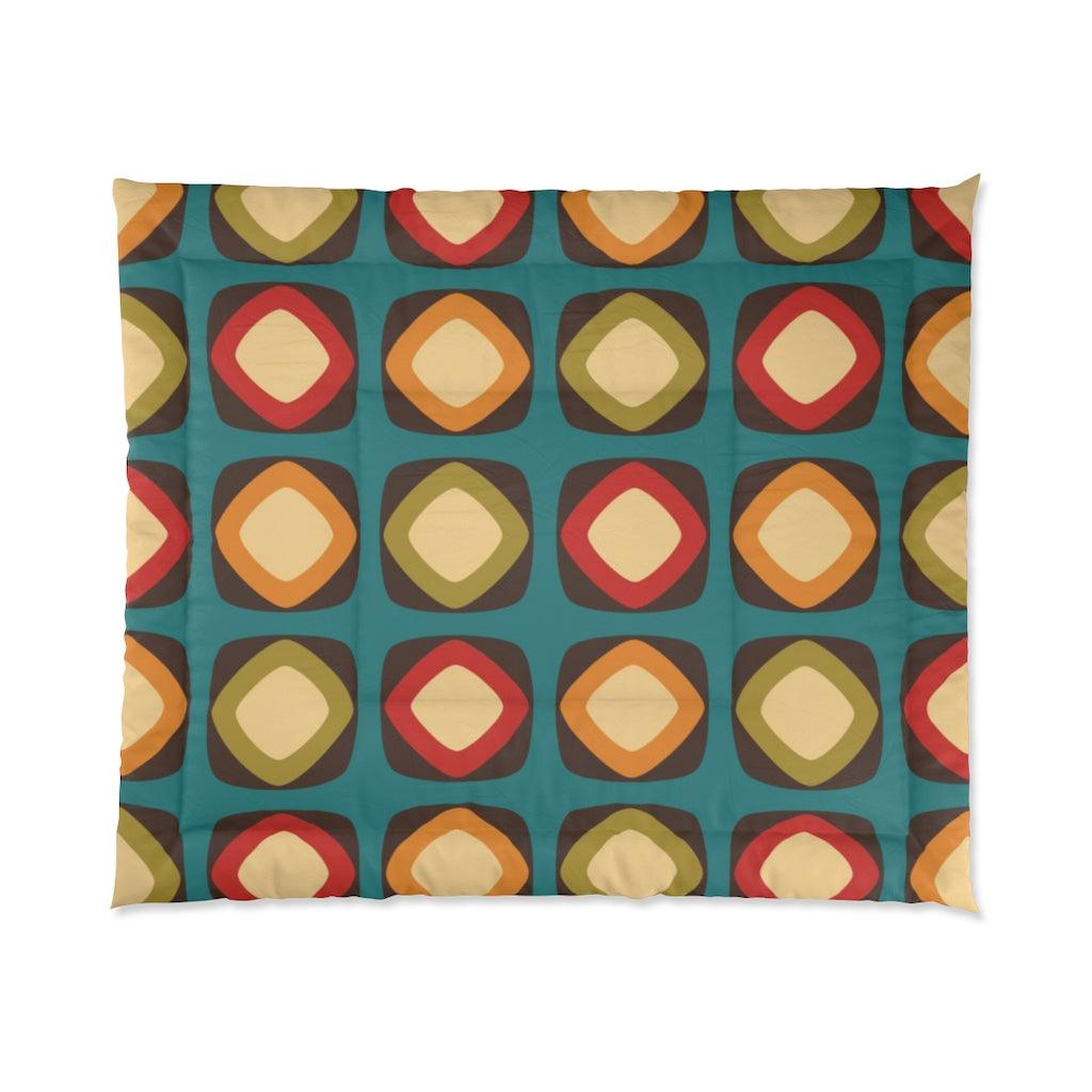 Retro Mod Squares Multicolor Mid Century Modern Comforter | lovevisionkarma.com