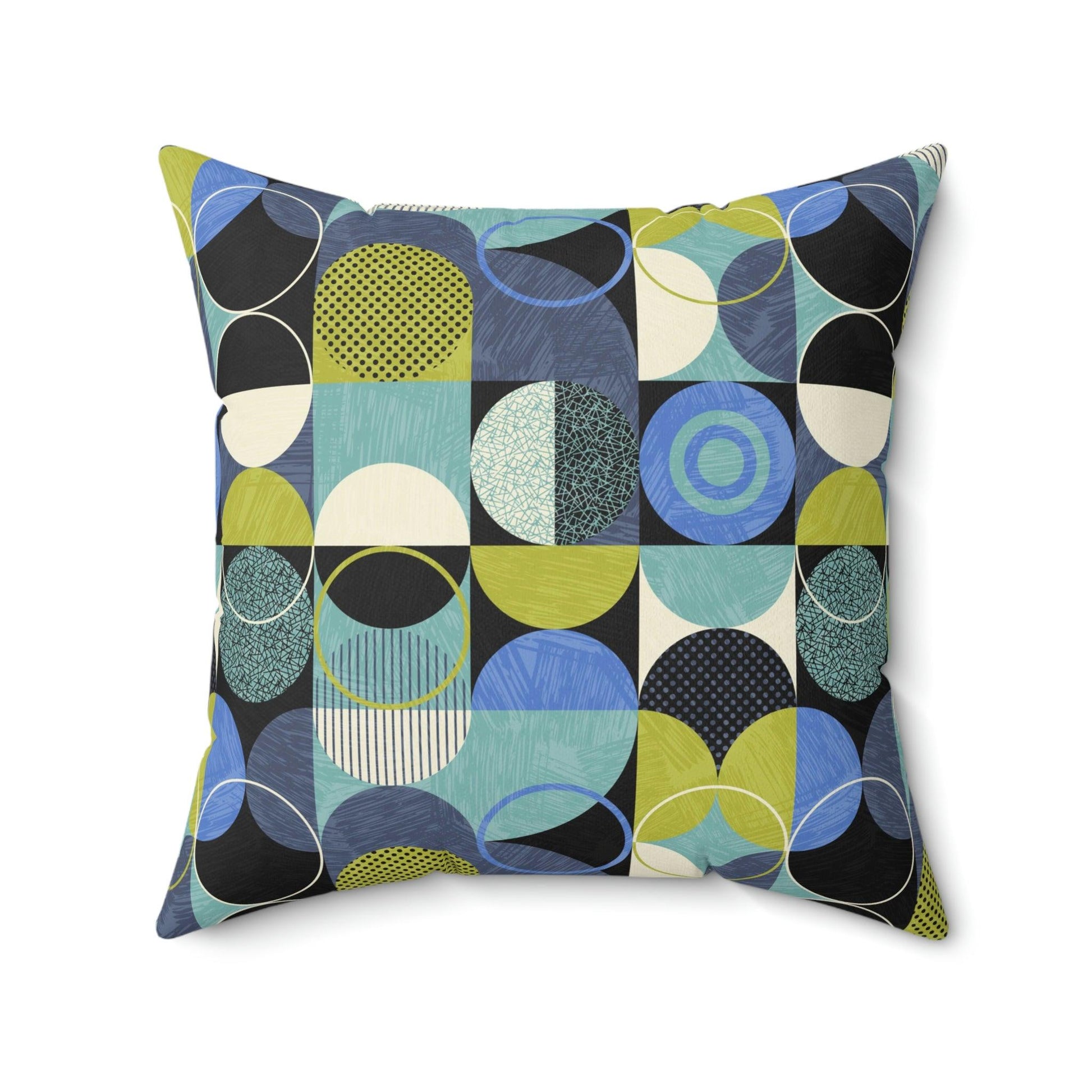 Retro Style Mid Century Mod Green & Blue Pillow | lovevisionkarma.com