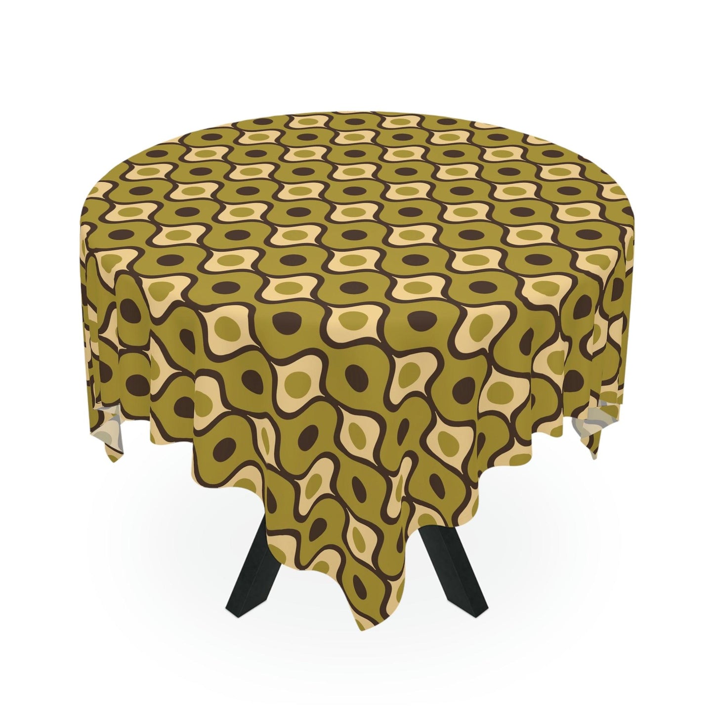 Retro 60s 70s Geometric MCM Green Tablecloth | lovevisionkarma.com