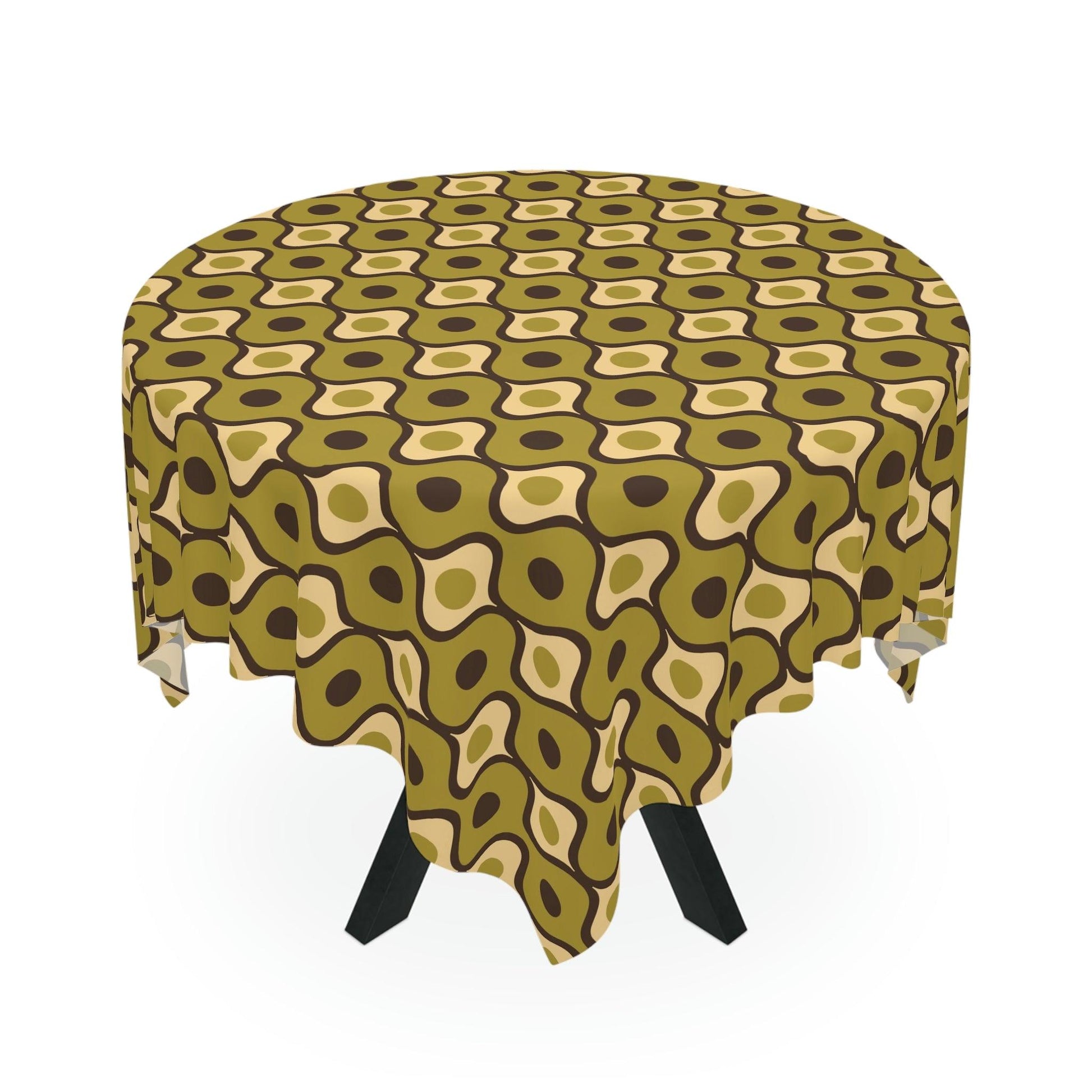 Retro 60s 70s Geometric MCM Green Tablecloth | lovevisionkarma.com