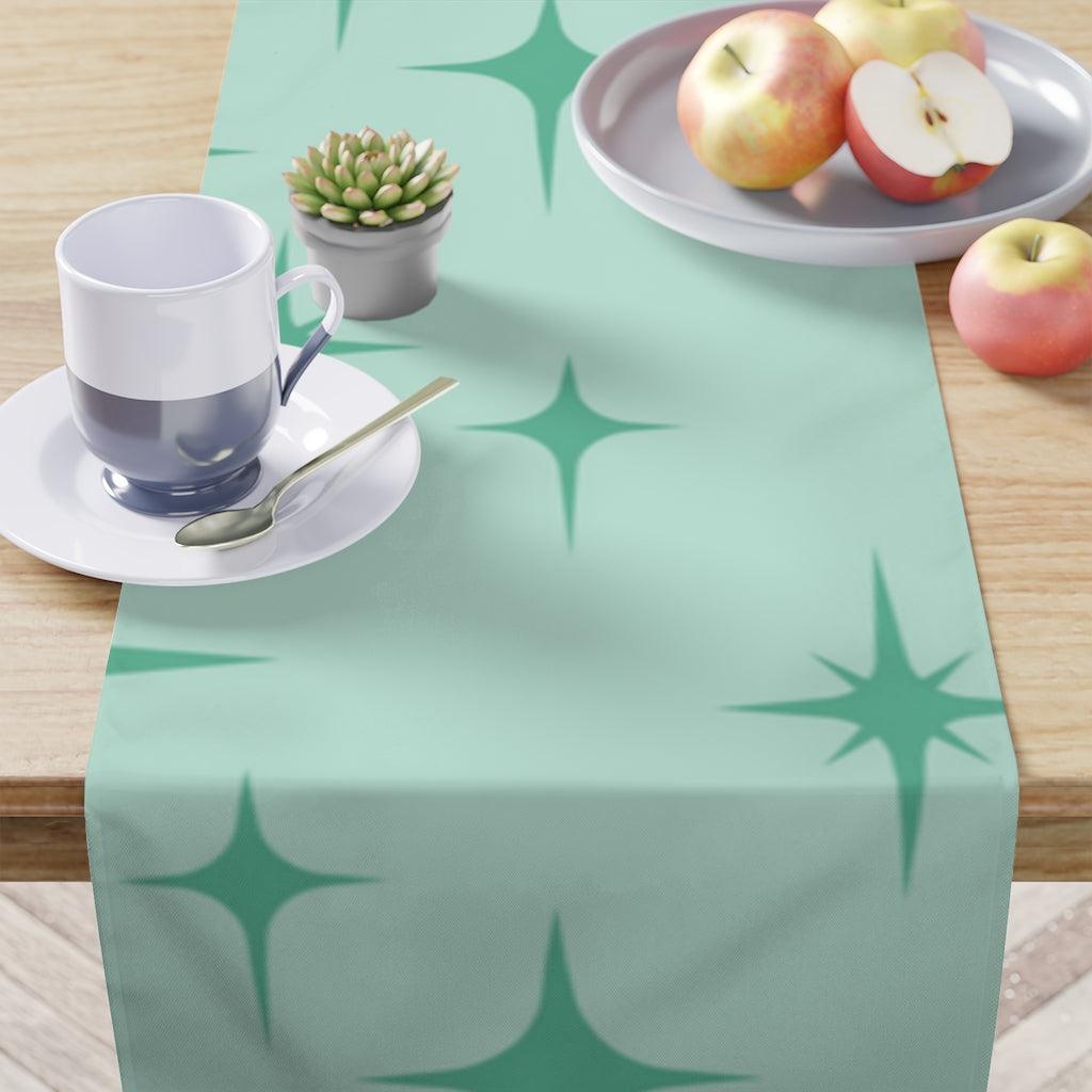 Atomic Starburst Retro MCM Mint Green Table Runner | lovevisionkarma.com