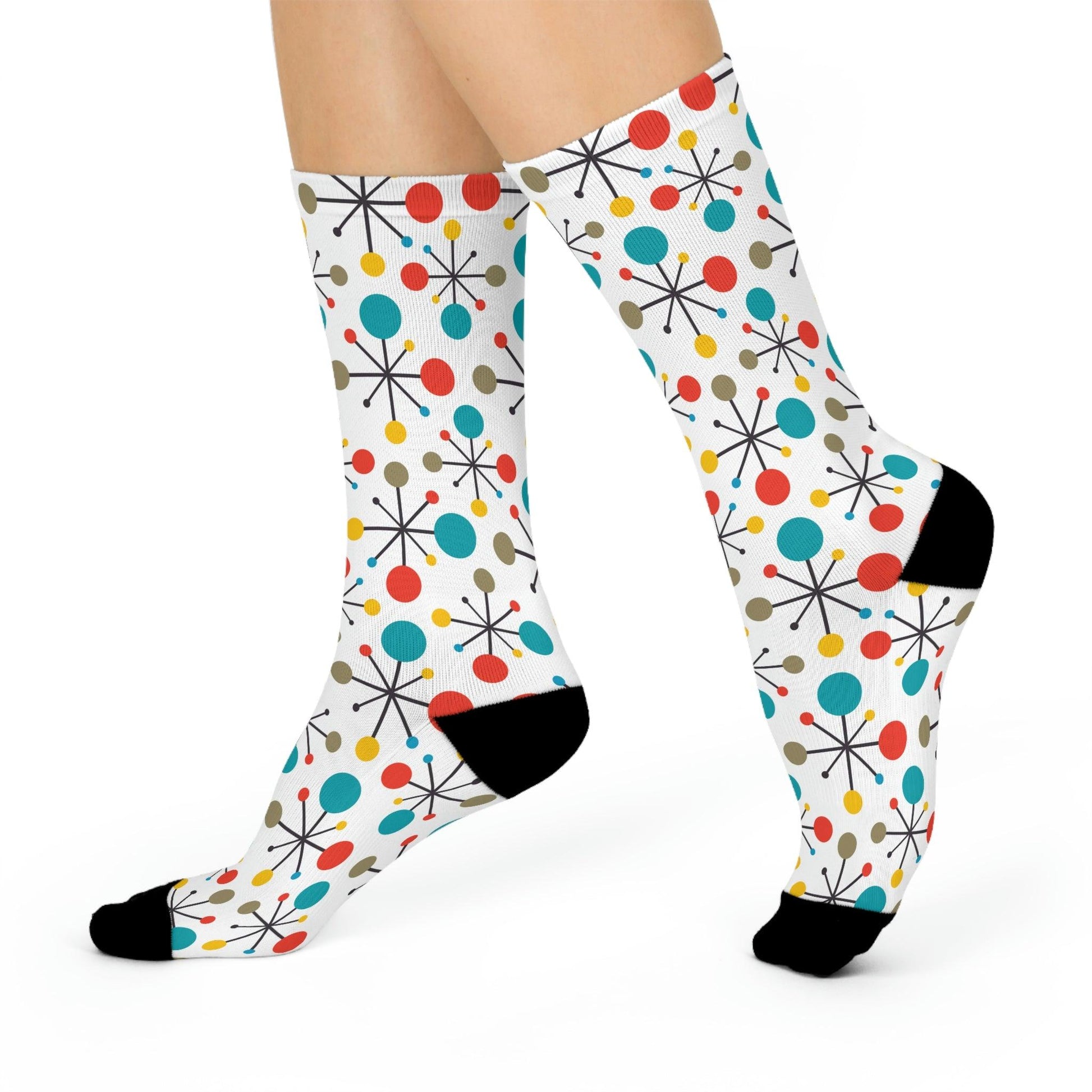 Funky Retro Starburst MCM Multicolor Cushioned Unisex Crew Socks | lovevisionkarma.com