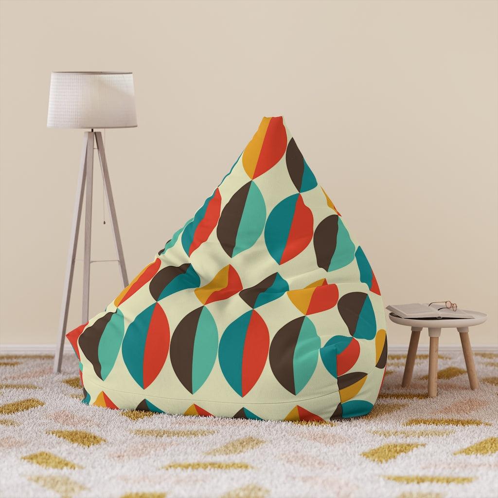 Mid Century Retro Ovals Multicolor Bean Bag Chair COVER | lovevisionkarma.com