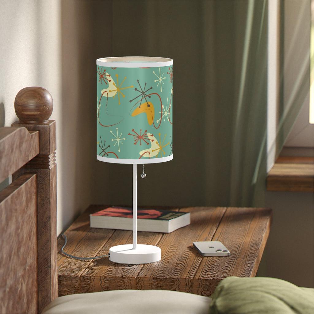 Atomic Boomerang and Burst MCM Teal Tabletop Lamp | lovevisionkarma.com
