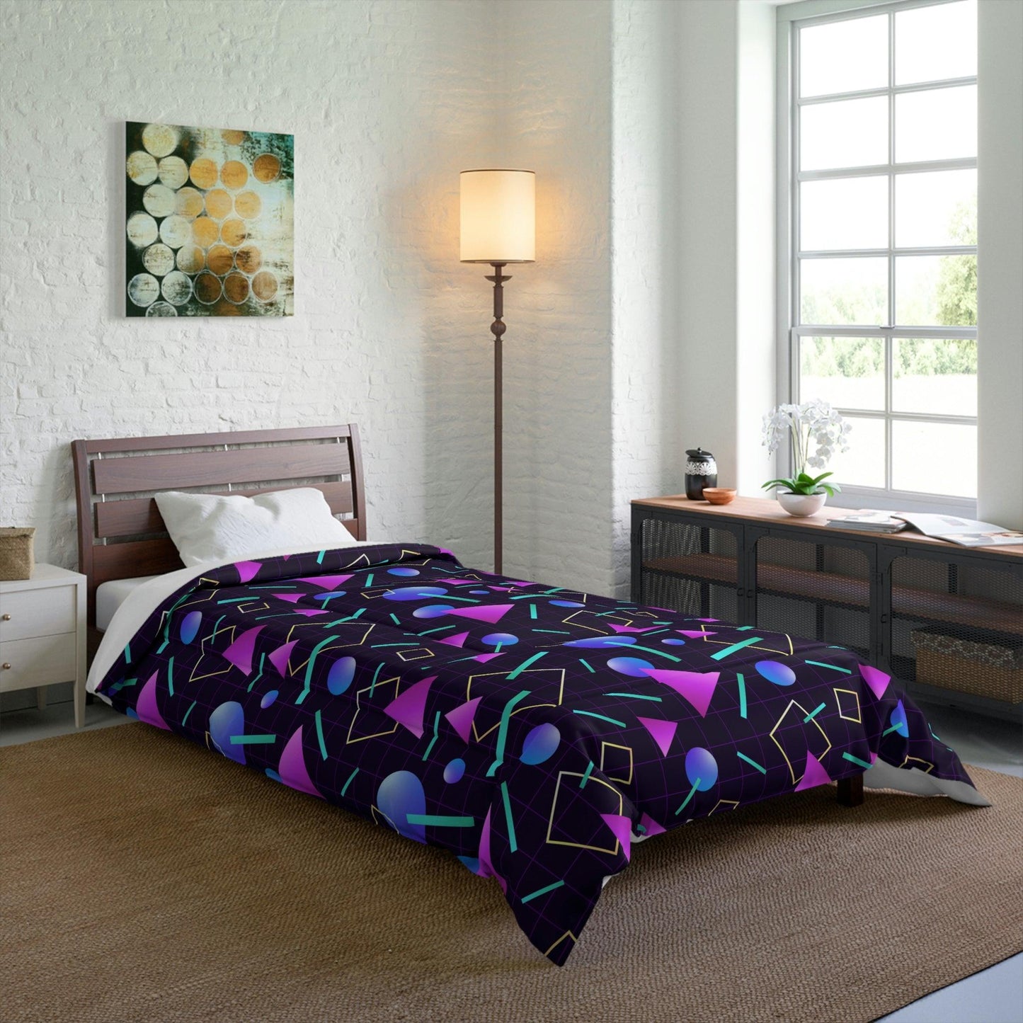 Retro 80s 90s Vaporwave Aesthetic Indigo and Purple Comforter | lovevisionkarma.com