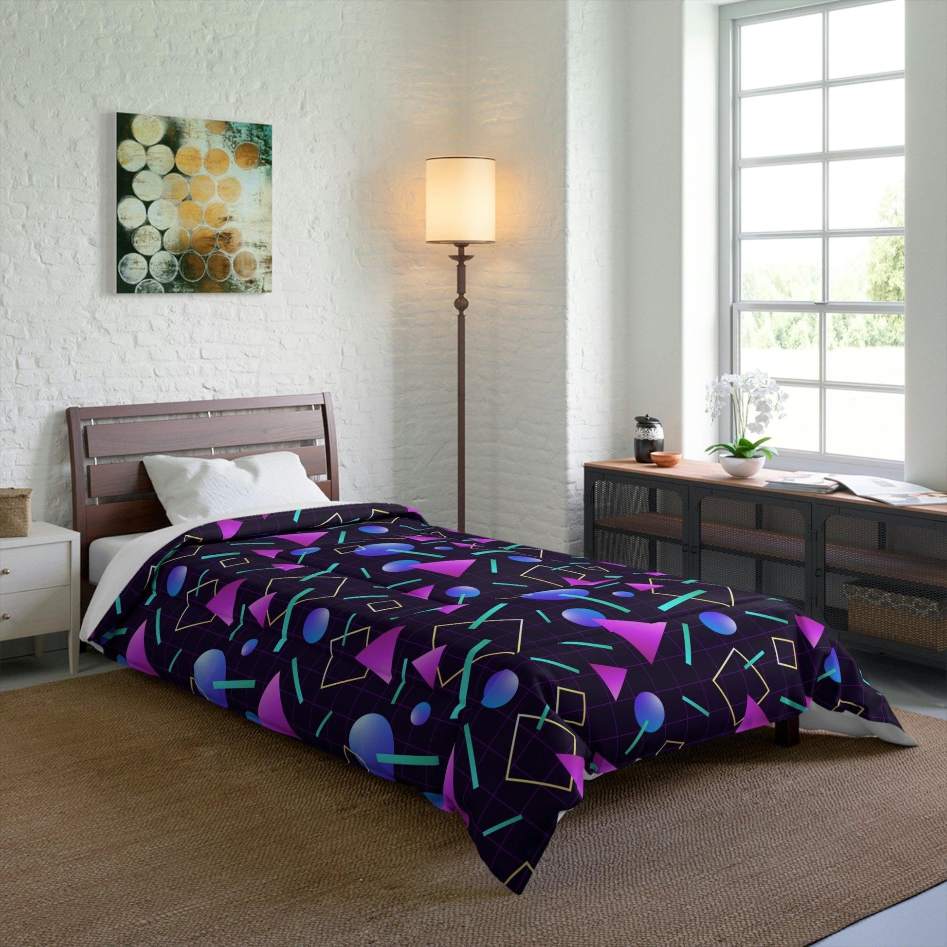 Retro 80s 90s Vaporwave Aesthetic Indigo and Purple Comforter | lovevisionkarma.com