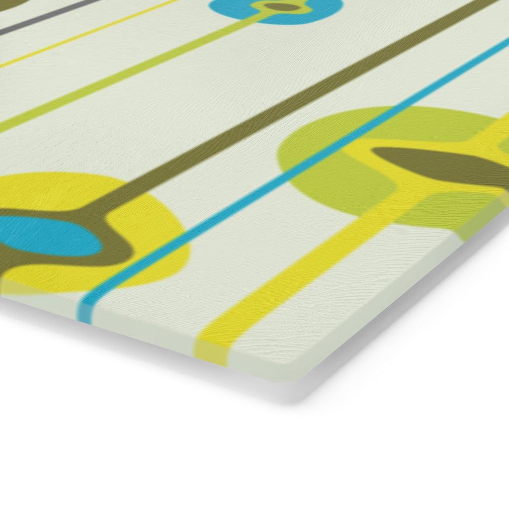 Retro Mid Century Mod Green & Blue Glass Cutting Board | lovevisionkarma.com