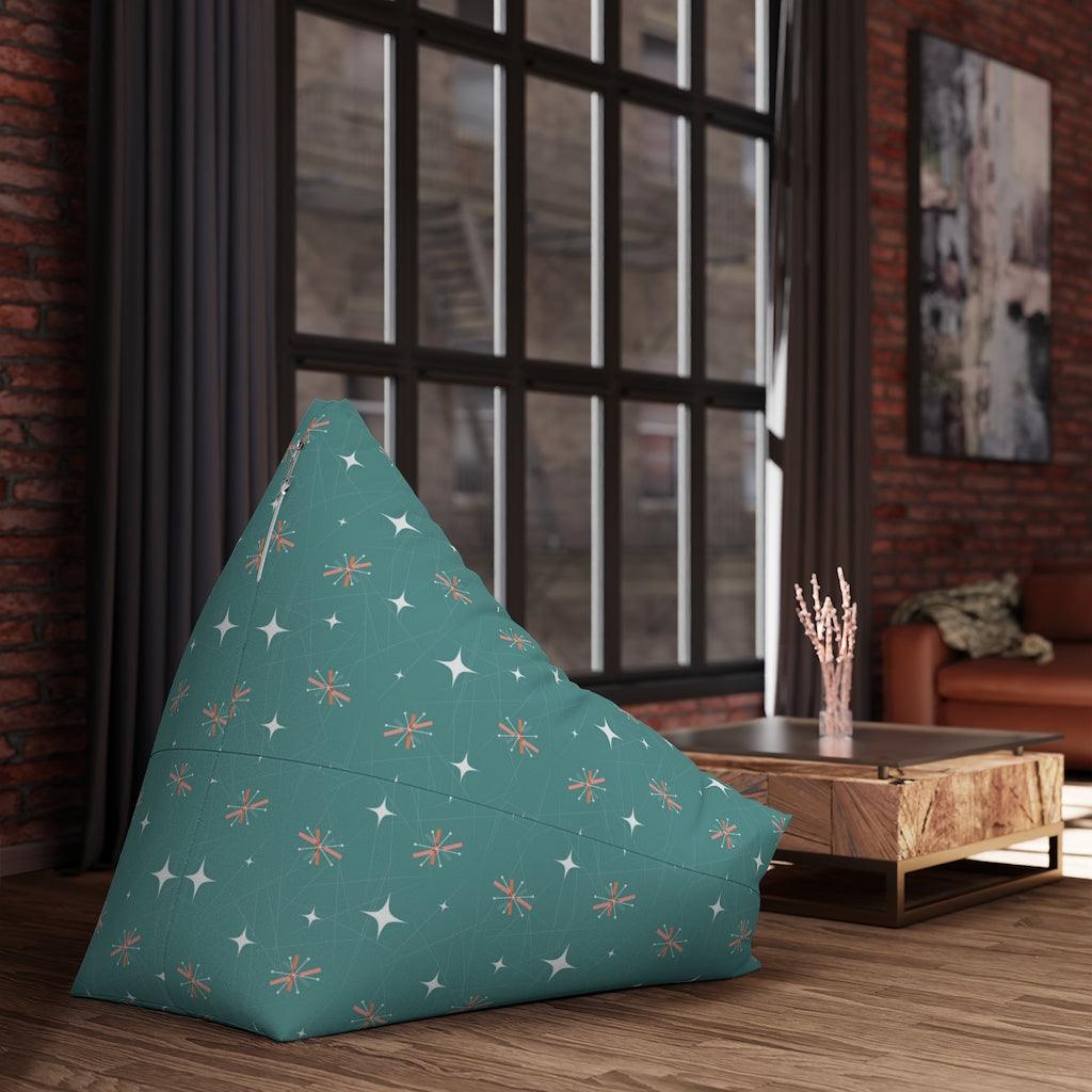Atomic Burst Teal & Pink Mid Century Bean Bag Chair COVER | lovevisionkarma.com