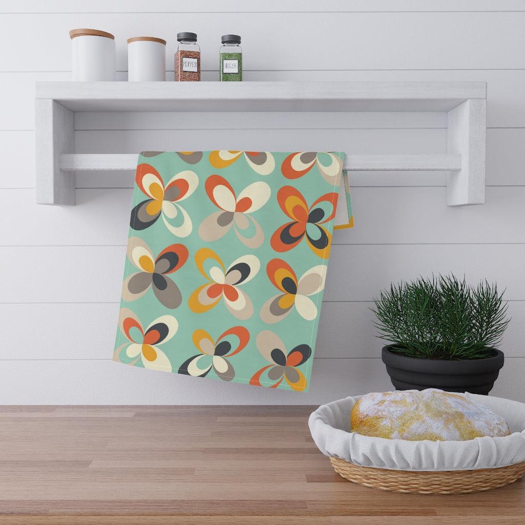 Retro Scandinavian Leaves & Flowers Danish MCM Tea Towel | lovevisionkarma.com