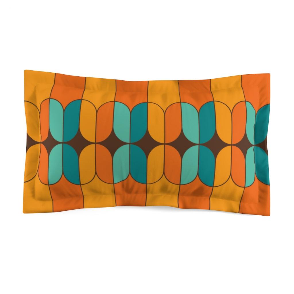 MCM Retro 60s 70s Geo Orange, Brown and Teal Pillow Sham | lovevisionkarma.com