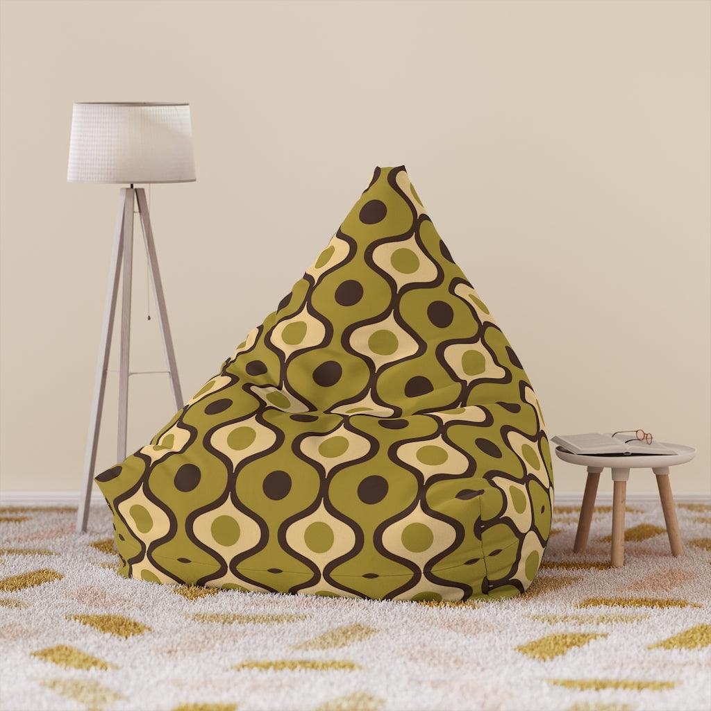 Retro 70's Bulbs and Circles Olive Green Bean Bag Chair COVER | lovevisionkarma.com