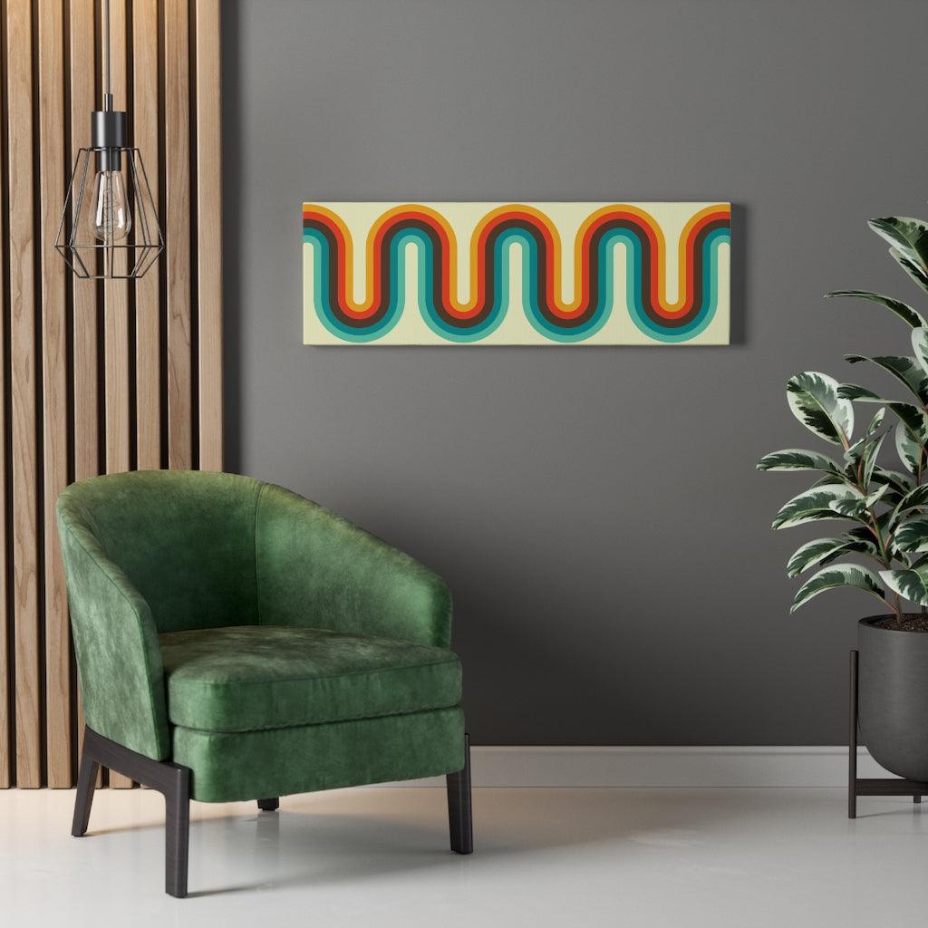 Retro Wave Orange & Blue Mid Century Canvas Gallery Wrap | lovevisionkarma.com
