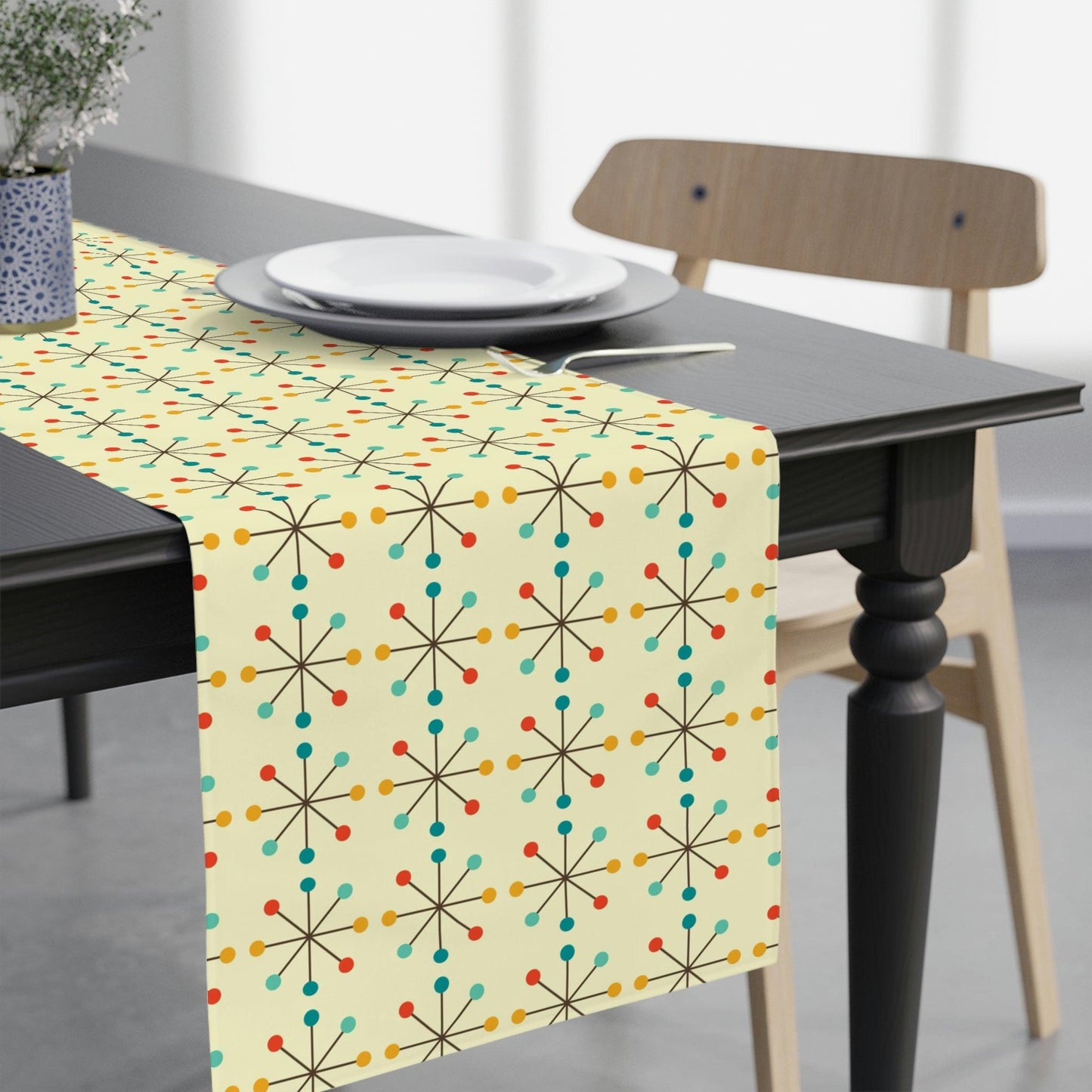Retro 50s Starburst Mid Century Mod Multicolor Table Runner | lovevisionkarma.com