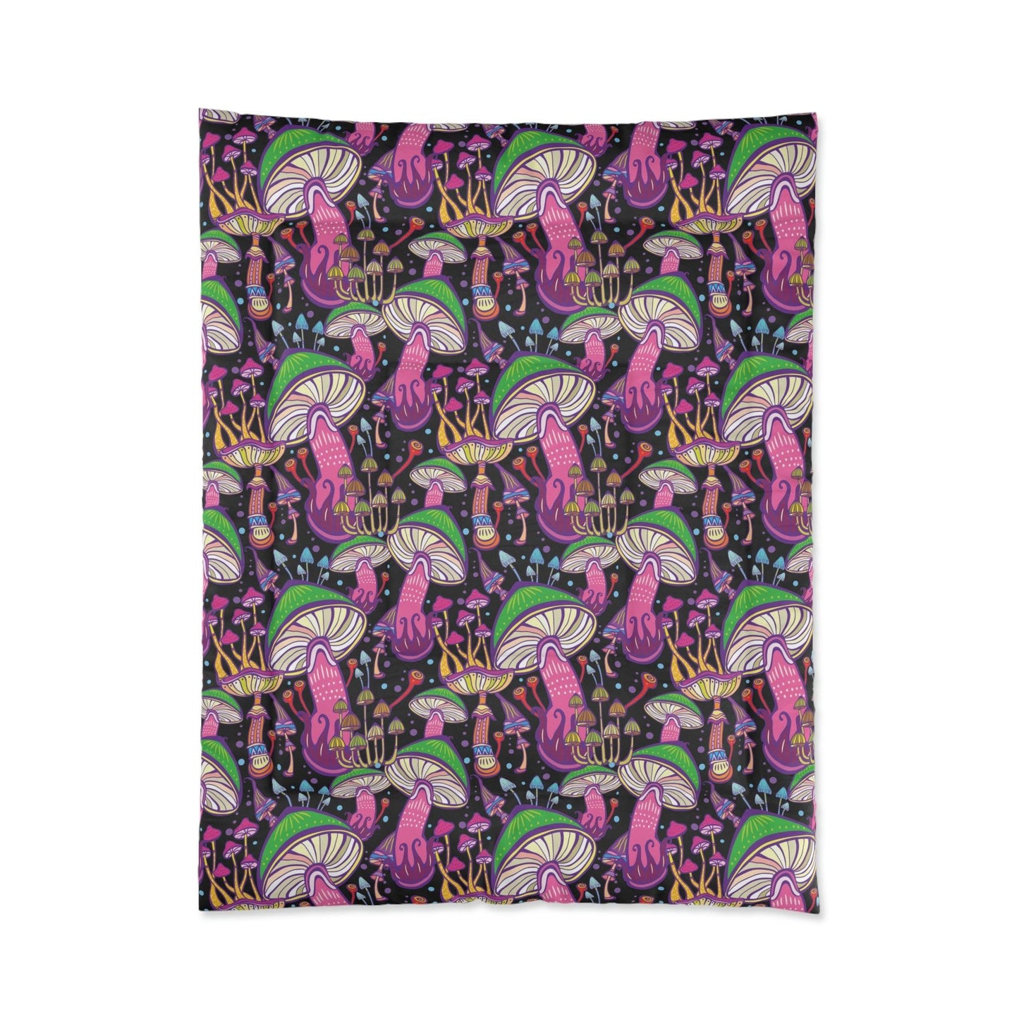 Trippy Mushroom Space Hippie Multicolor Comforter | lovevisionkarma.com