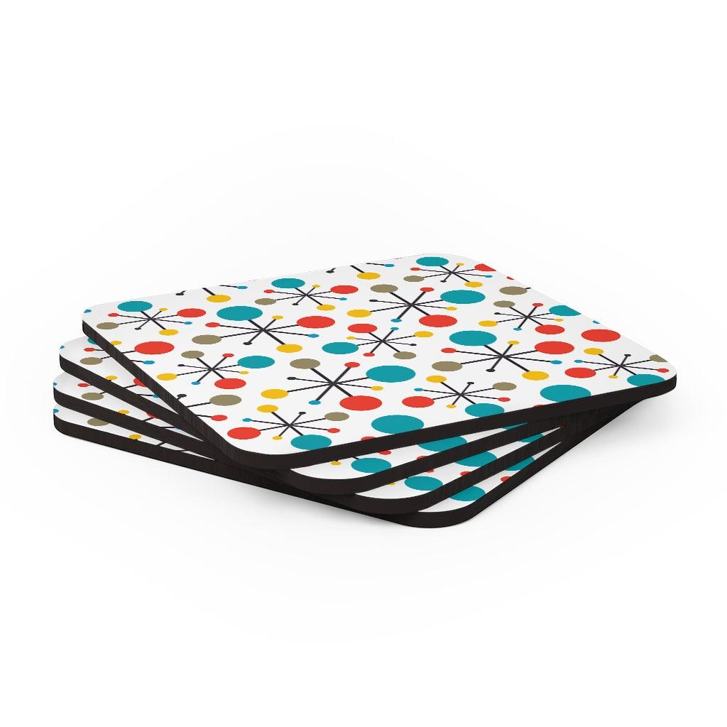 Retro 50s Atomic Starburst Colorful Mid Century Coaster Set | lovevisionkarma.com