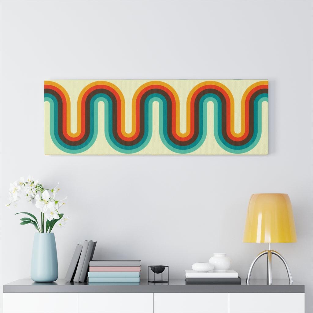 Retro Wave Orange & Blue Mid Century Canvas Gallery Wrap | lovevisionkarma.com